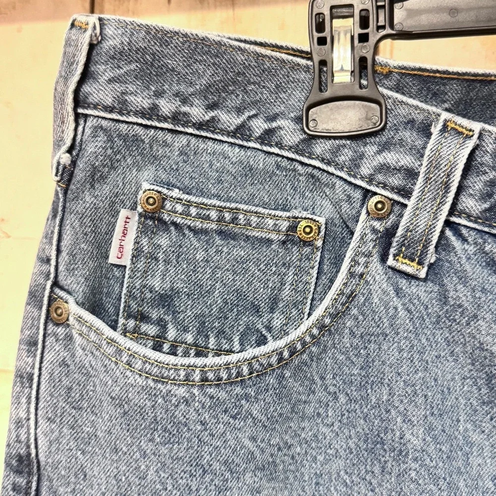 Men's Carhartt Blue Jeans Work Pants 38x30 B480 DPS Traditional Fit‎ EUC - 2